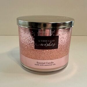 NWT- Bath & Body Works A Thousand Wishes Scented Three Wick 14.5 oz Candle- Pink